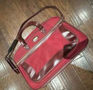 Verdi Vintage Maroon Nylon Travel Shoulder Bag Carry On Luggage
